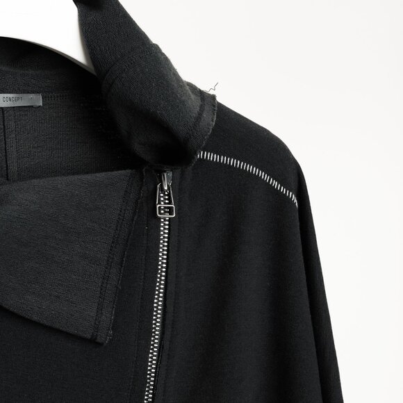 Crea Concept AW/18 Dark Charcoal Jersey Asymmetrical Zip Coatigan - Picture 5 of 12